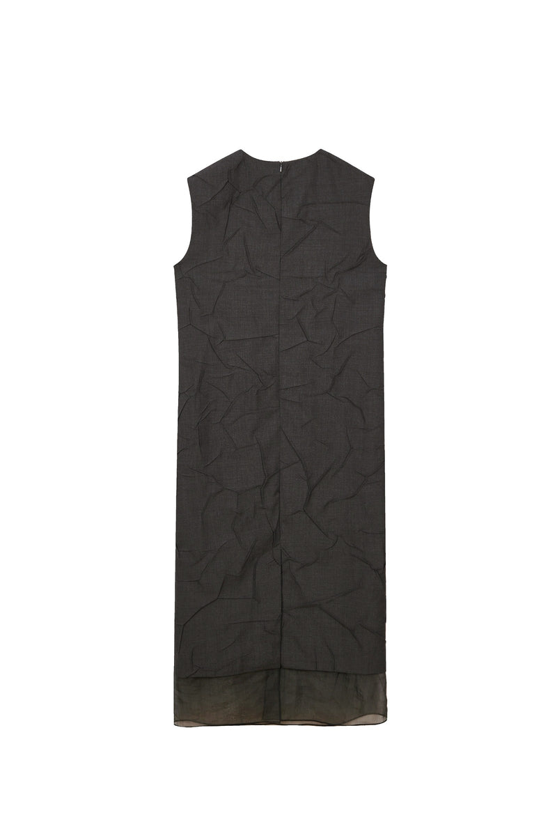 Damen Slim Kleid mit Knitteroptik Schwarz