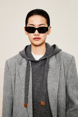 Damen Oversized Wollmantel mit Reverse Kragen