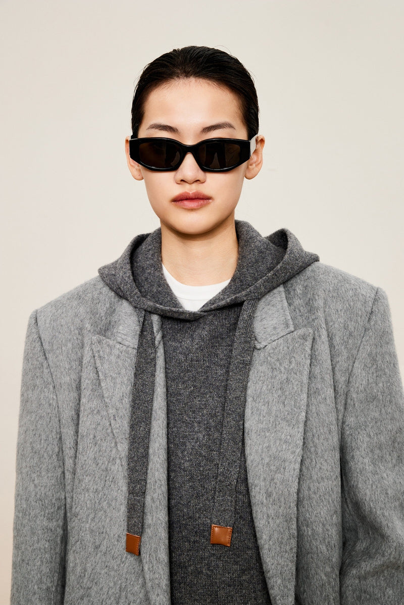 Damen Oversized Wollmantel mit Reverse Kragen