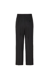 Damen Loose Stoffhose mit cropped Schnitt Schwarz