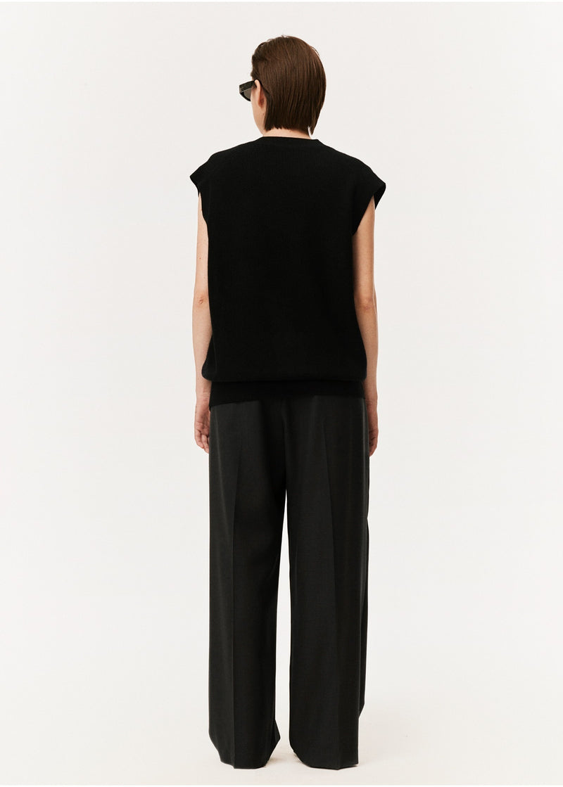 Damen Loose Hose mit Falten & Taschen Grau