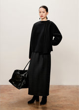 Damen Slim Plissee-Rock mit seitlichem Reißverschluss Schwarz