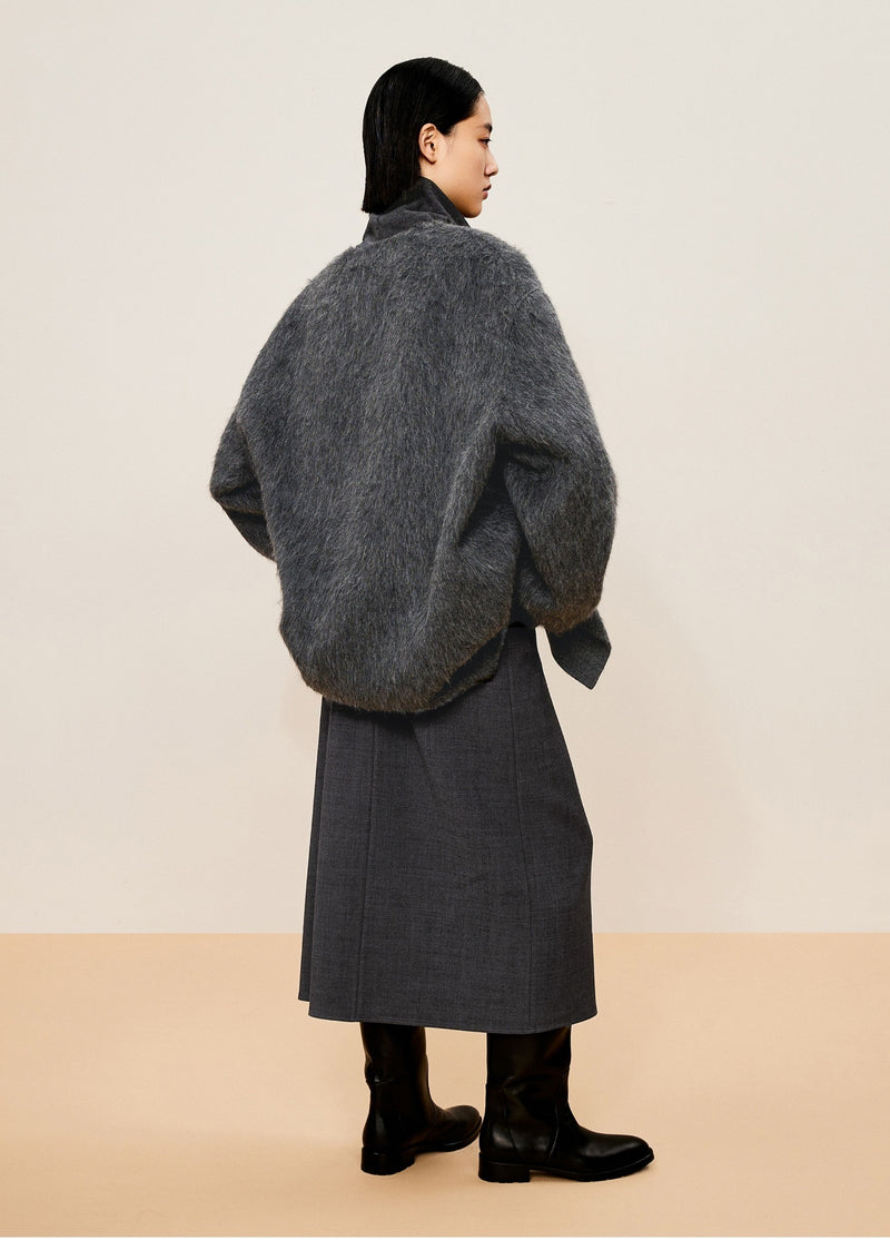 Damen A-Line Rock mit angenähtem Gürtel & asymmetrischer Länge