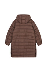 Damen warmer Oversize Daunenmantel mit Seitenschlitzen