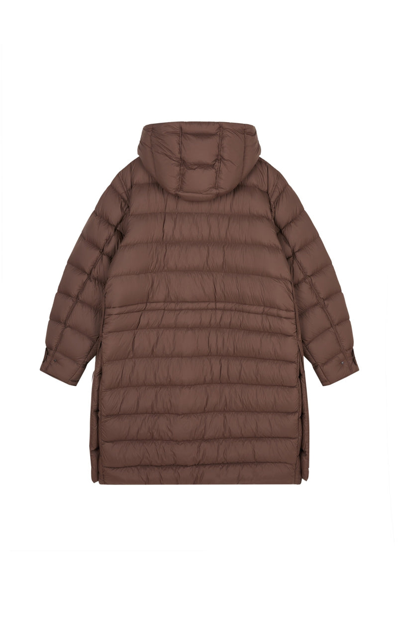 Damen warmer Oversize Daunenmantel mit Seitenschlitzen