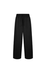 Damen Loose Stoffhose mit Gummibund Schwarz