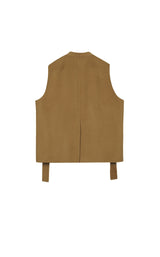 Damen Regular Wollweste mit Reverskragen & Bindeband