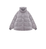 Damen Boxy Daunenjacke mit Knopfleiste & Zwei-Wege-Reißverschluss