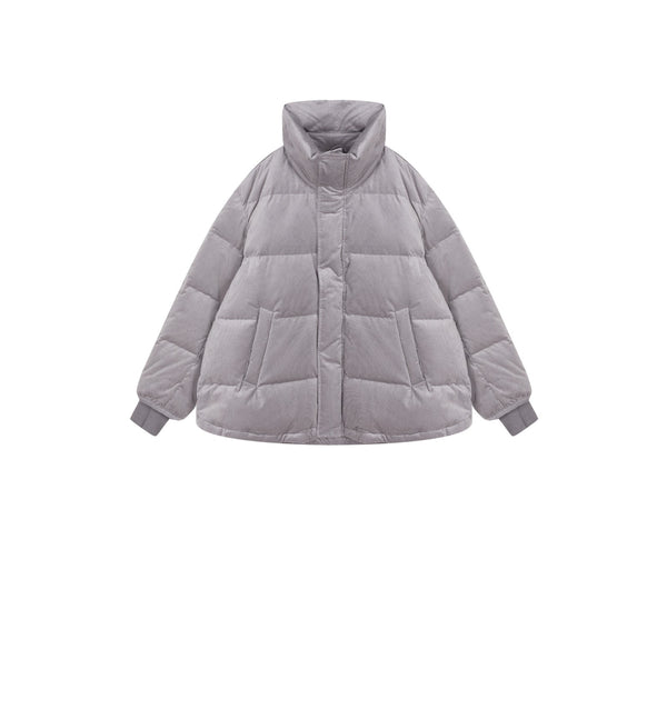 Damen Boxy Daunenjacke mit Knopfleiste & Zwei-Wege-Reißverschluss