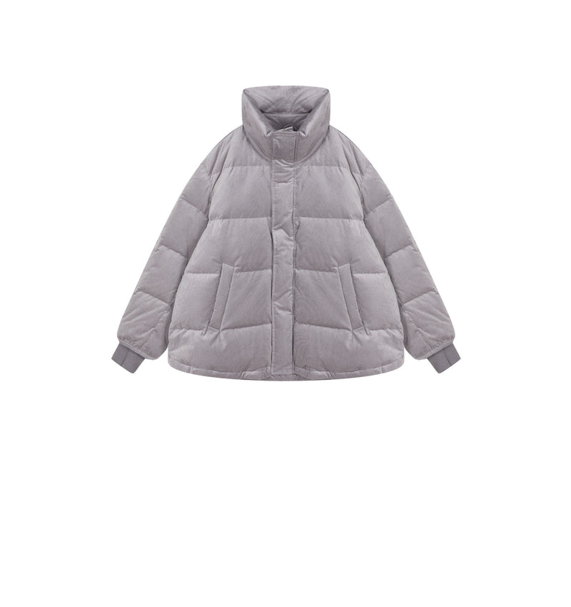 Damen Boxy Daunenjacke mit Knopfleiste & Zwei-Wege-Reißverschluss