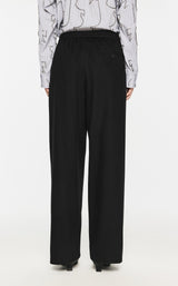 Damen Loose Stoffhose mit Gummibund Schwarz