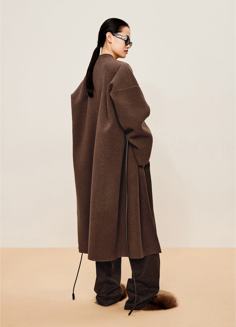 Damen lockere Anzug Wollhose mit Bügelfalte Braun