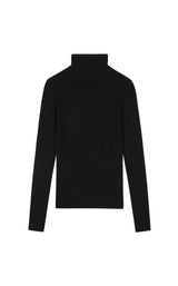 Damen Slim Strickpullover mit hohem Stehkragen Schwarz