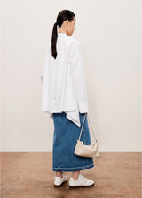 Damen Oversize Bluse mit seitlichen Schlitzen Weiß