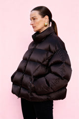 Damen Oversize Daunenmantel mit Stehkragen Braun