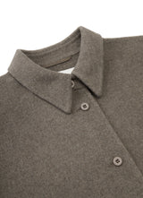 Damen Boxy Wolljacke mit großer Brusttasche & rundem Saum in Braun