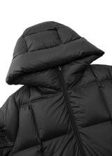 Damen klassischer Daunenmantel mit Taschen, Kapuze und Kachel Steppung