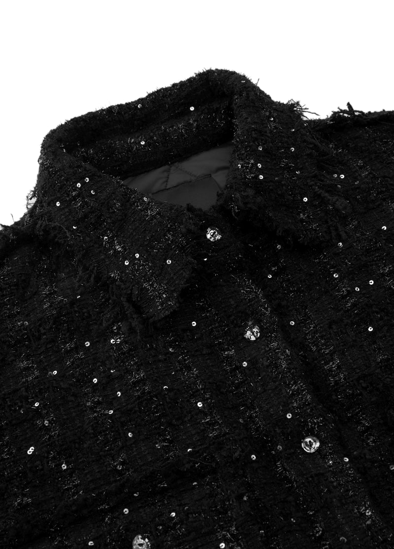 JNBY Schwarze Tweed-Jacke – Strukturierte Overshirt-Silhouette