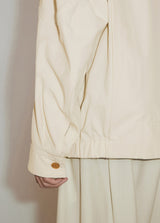 Klassische Jacke mit Knöpfen und Kragen, creme; Detailaufnahme Ärmel