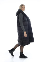 Leichtdaunenweste mit Kapuze BLACK