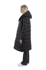 Ultra light down coat with hood BLACK