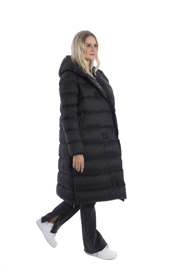 Ultra light down coat with hood BLACK