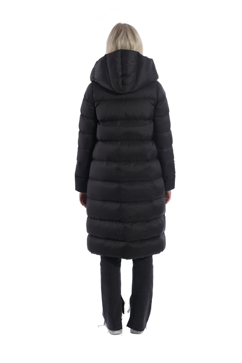 Ultra light down coat with hood BLACK