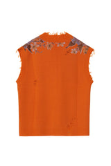 Oversized Pullunder mit floralem Muster, orange; Rückansicht