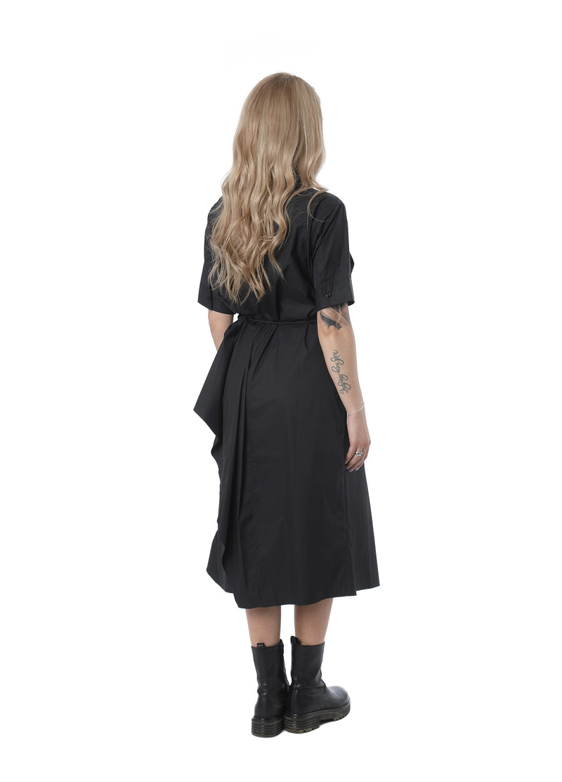 Elegantes Businesskleid in schwarz mit kurzen Ärmeln; Rückansicht