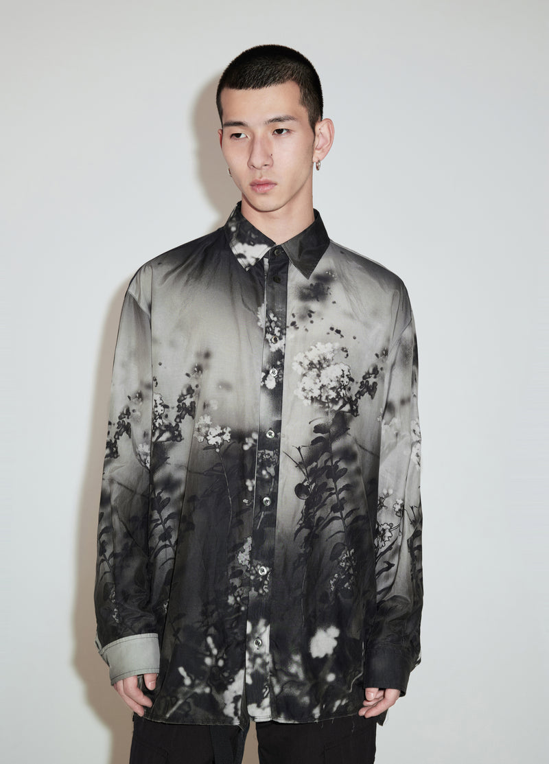 Männer Printhemd mit floralem schwarz/weiß Muster, multicolour; Frontansicht